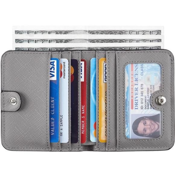 Womens Rfid Blocking Small Compact Bifold Luxury Genuine Leather Pocket Wallet - Picture 3 of 6